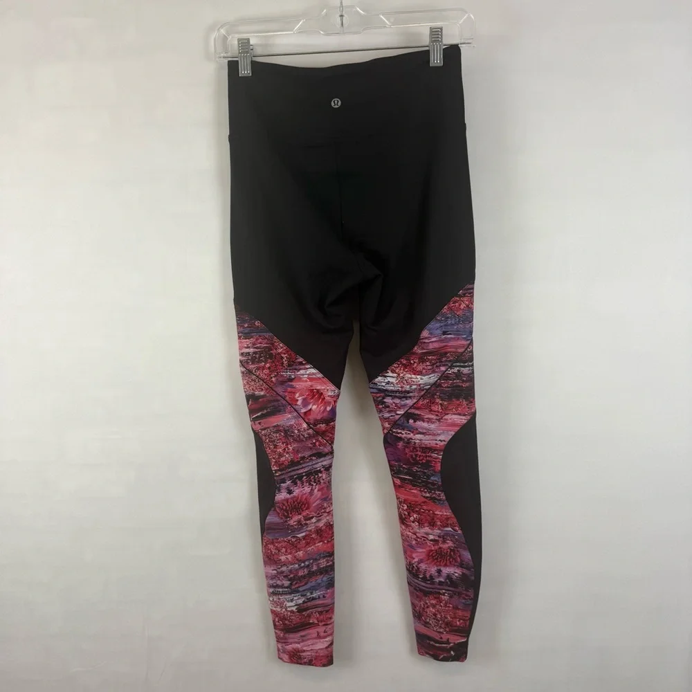 Lululemon Wunder Under‎ High-Rise Crop Leggings Size 6 Pink Black Print